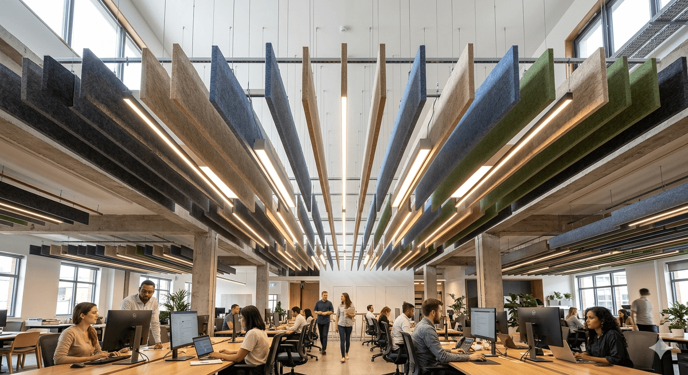 Acoustic Ceiling Baffles with Integrated LED